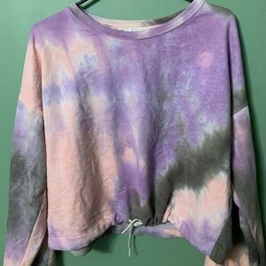 14th & Union tie dye crop top sweaterWhite Black Purple Pink Medium